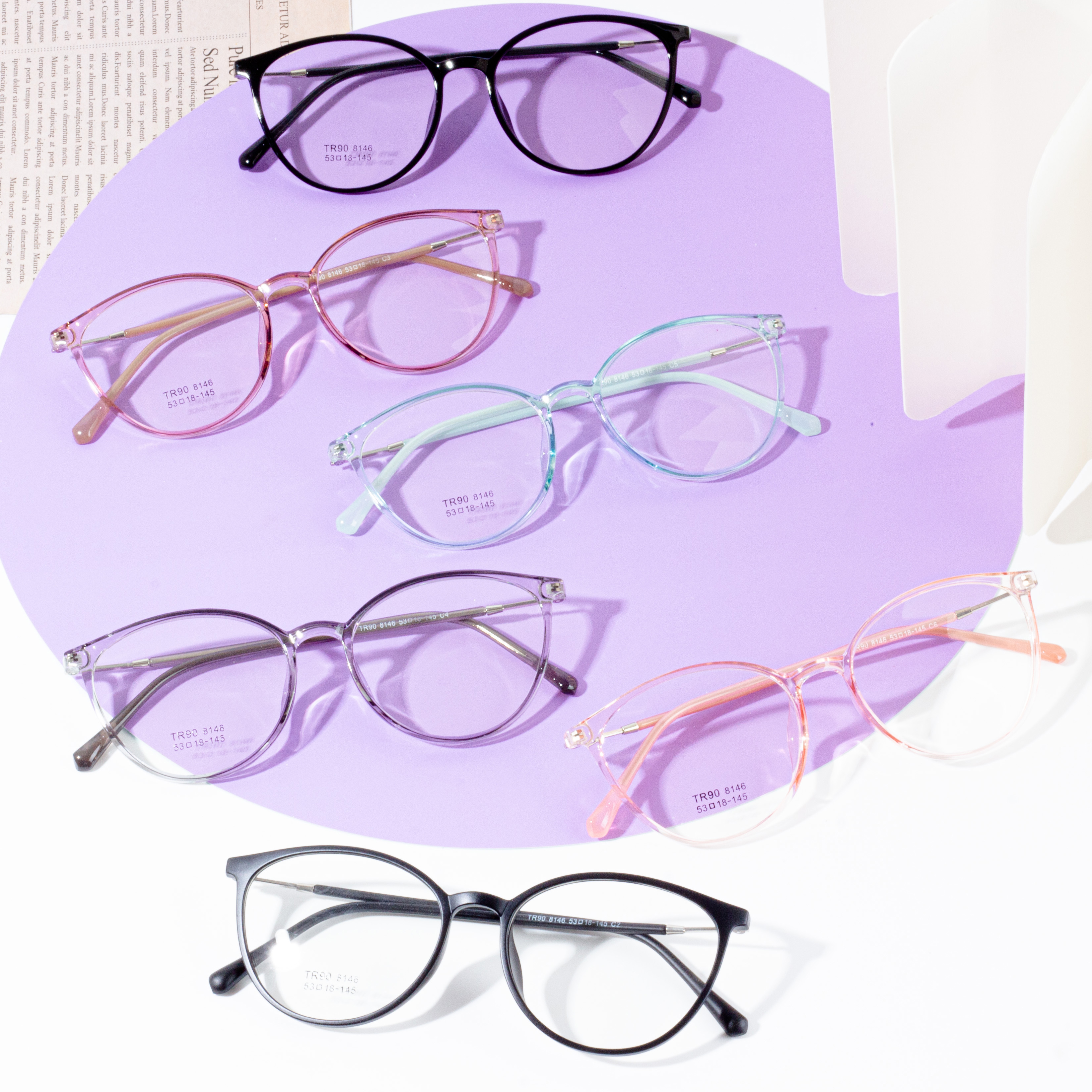 fframiau eyeglass crwn merched