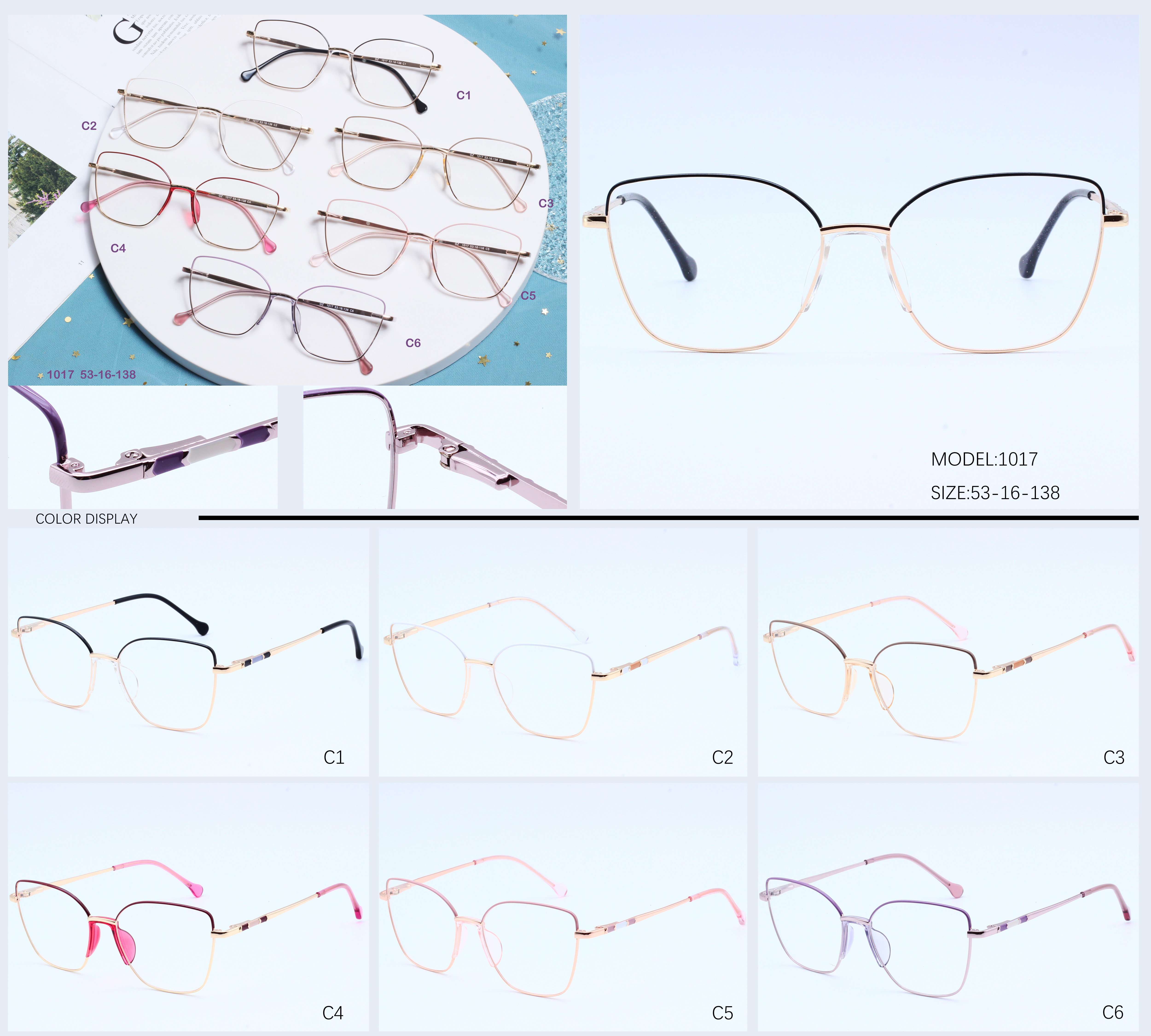 ผู้หญิง Wire Frame UV Blocking แว่นตาคอมพิวเตอร์