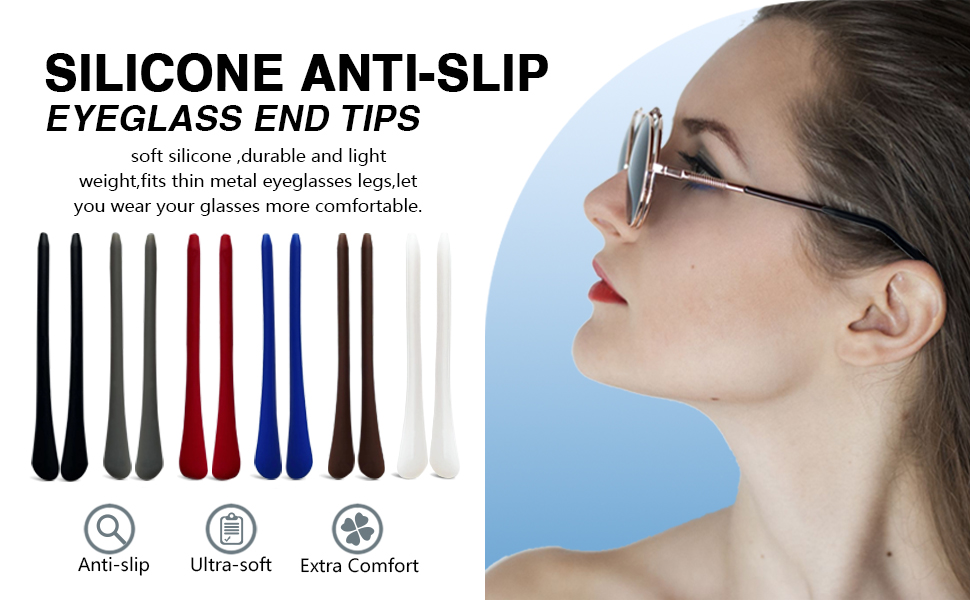 Embouts de lunettes antidérapants en silicone