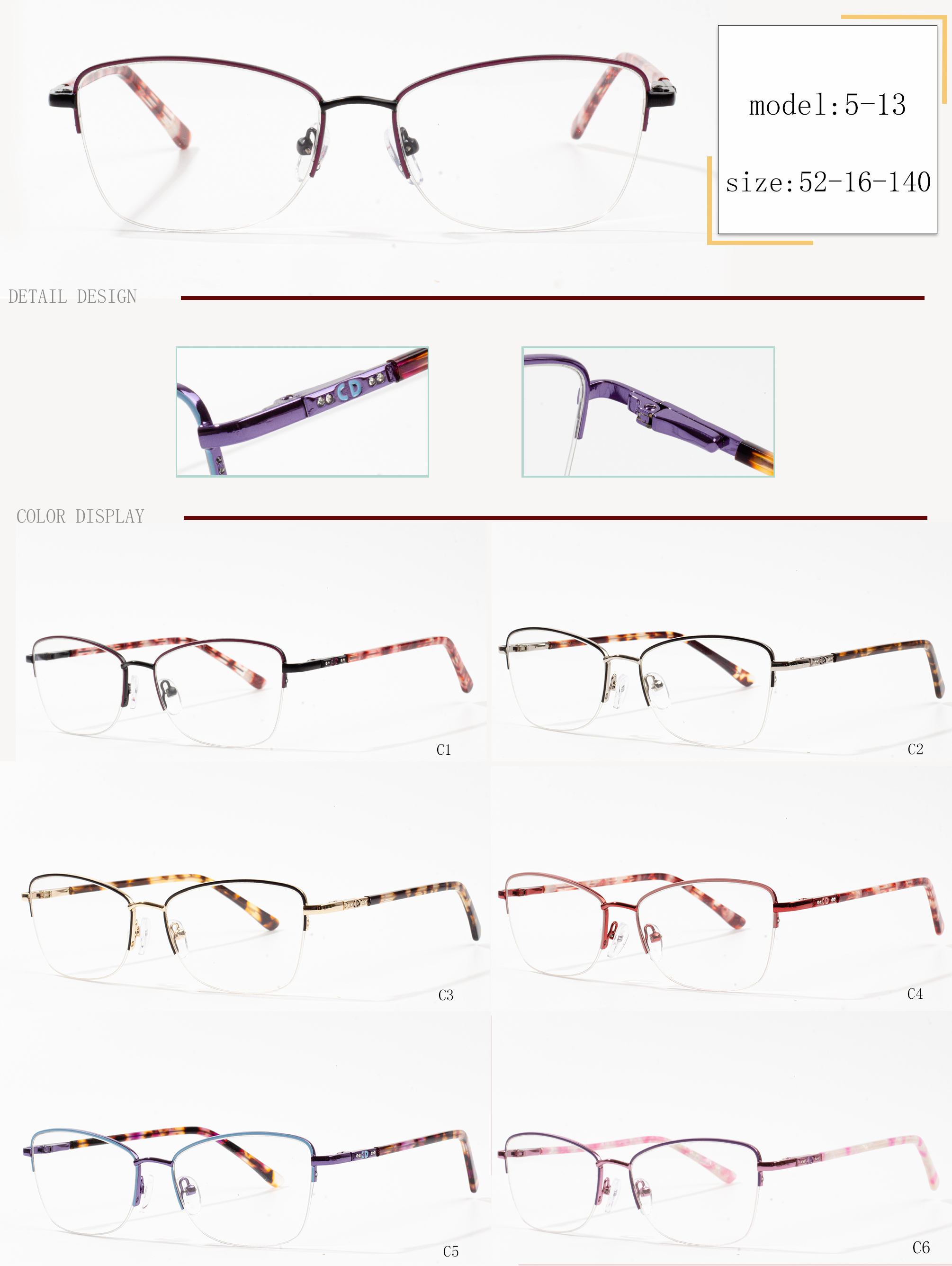 monturas de lentes metálicas para mulleres